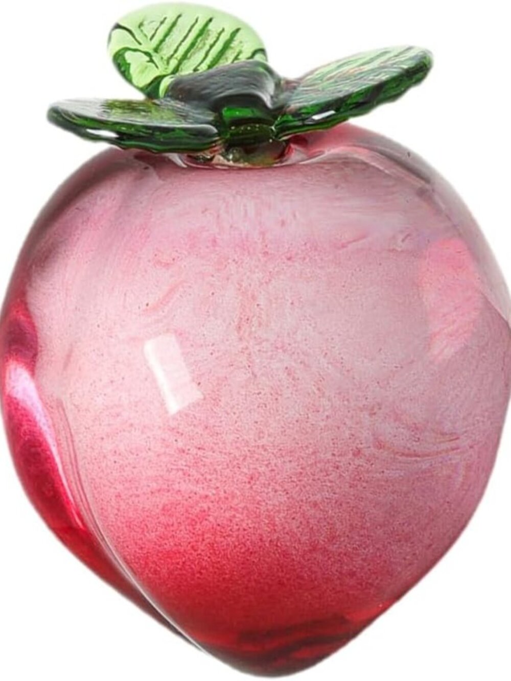 Crystal Peach Figurine - Artificial Glass Fruit Decor for Home & Kitchen Accent
